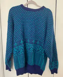 Vintage Men’s Sweater Patterned Wool Blend L