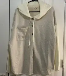 POL Cream and Gray Cardigan‎ with Hooded Design