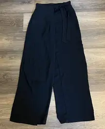 Zara Black Flowing Wrap Wide Leg Trousers Pants Size Small NWT