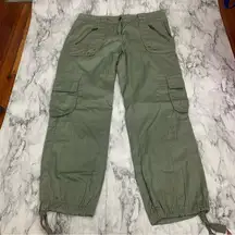 New York & Company 100% Cotton Green Cargo Crop Pants Capris size 4 y2k 90s