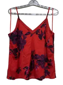 On-34th Women Cami Fiery Red  Medium V-Neck Adjustable Straps Red Floral
