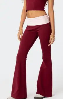 Edikted Contrast Fold Over Flared Leggings nwt s