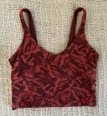 Lululemon Burgundy Maroon Red Leaf Print Workout Gym Align Tank Size 6