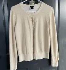 beige glitter knit cardigan office wear woman’s Medium cotton soft