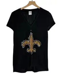 Victoria's Secret New Orleans Saints T-Shirt Sz Medium Black Sequin Football NFL