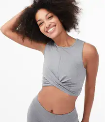 Beyond Yoga x Peloton Twist Front Crop Tank Top XS Gray Athletic Yoga Lounge