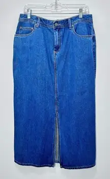 Vintage Bill Blass 90s Y2K Maxi‎ Jean Skirt Denim Skirt Front Slit Size 12