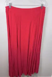 Anthropologie Maeve Women's Flowy‎ Pleated Red/Pink Maxi Skirt Size Large