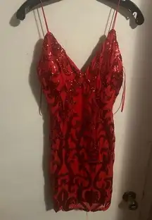 red sequins dress