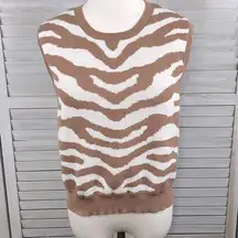 WILD FABLE Tan & White Zebra Sweater Vest-XL