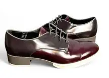 Tod's  - Women’s Lace Up Derby Shoes in Eggplant & Gray Polished Leather - Sz. 39