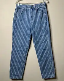 American Eagle Blue Striped Mom Jean Women's 8 Regular