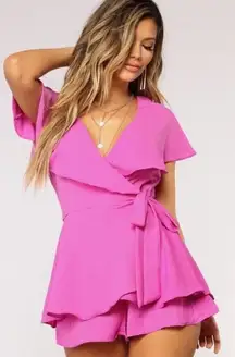 DO+BE Magenta Ruffle Wrap Romper Size:S
