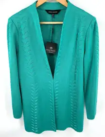 Ming Wang women’s heritage fit burnout soft knit emerald awe jacket Sz M NWT