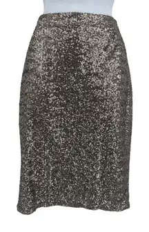 Halogen Sequin Silver Pencil Skirt 2 Holiday Glam NYE Party Festive Y2K Winter