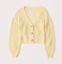 A&F Abercrombie Drop Shoulder butter yellow chunky knit Cardigan jacket Large