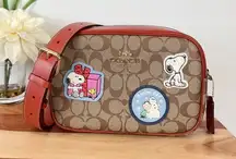 NWT Coach X Peanuts Jamie Camera Bag In Signature‎ Canvas With Patches
