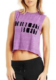 Lorna Jane Life Think Fit Be Fit Cropped Muscle Tank Top in Purple Size Medium