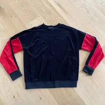 Alala - Color Block Velour Velvet Sweatshirt in Black and Red