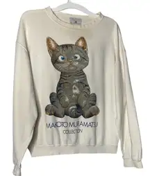 RARE Vintage 90s Makoto
Muramatsu Cat Sweatshirt Pullover
M Kawaii Japanese Art