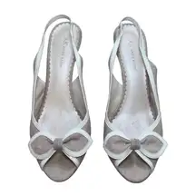 Anne‎ Klein Gabay tan/white Slingback Sandals