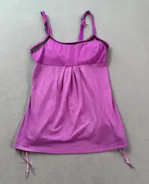 Skechers Tank Top Built-in Bra M Womens Purple Athletic Workout Gym Ruched Strap