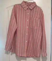 Women's Pink Striped Button Down Shirt
