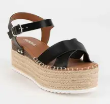 Black Espadrille Wedge Sandal