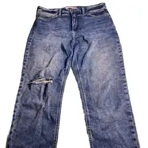 Whetherly Pierce High Rise Straight Leg Jeans Size 12/31 Blue Distressed…