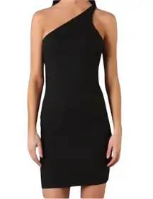 NWT T Alexander Wang Stretch Cotton One Shoulder Mini Dress Black Size 10 NWT