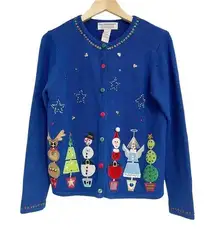 TIARA INTERNATIONAL Christmas Collection Sweater Cardigan Grandma Ugly Medium