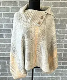 Free People • Willow Poncho • Cream / Gray Sweater • Pullover • Size XS/TP