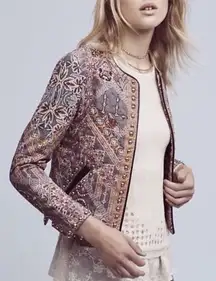 Hemant & Nandita Womens L Embroidered Boho Jacket Studded Cotton READ