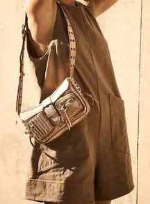 NWT free people leather gold bag purse within adjustable straps 