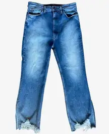3x1‎ Empire Crop Flare High Waist Med Wash Blue Jeans Sz 30