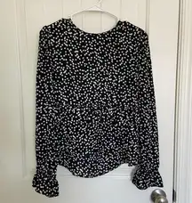 NWOT | Express women’s floral print black‎ & white ruffle formal blouse — small