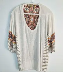 Democracy - Bohemian Multicolor Patterned Top Sleeve drop neckline