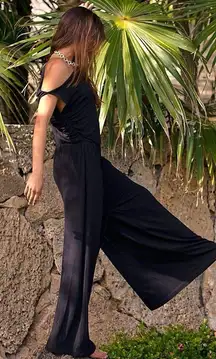 FP Beach Effortless One Piece Wide Leg Jumpsuit in Black Medium