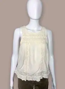 Y2K Socialite Lace Boho Open Back Tank Top Size Small