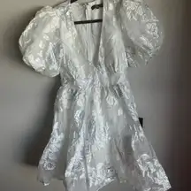 Lulu's Shimmering White and Silver Mini Dress