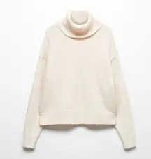 Mango Turtleneck Knitted White Sweater