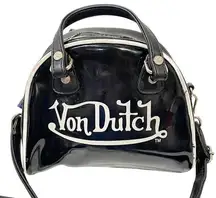 Von Dutch x Dolls Kill Black Reflective Patent Small Bowling Bag Crossbody Bag