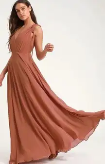 Lulus Lulu’s Dance The Night Away Dusty Rose V Cut Maxi Dress XL