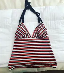 ANNE COLE Signature Tankini Retro Stripe Top Black Orange Women's Size S