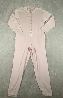 Vintage Victoria's Secret Pink Long John One Piece Pajamas Thermal Lounge