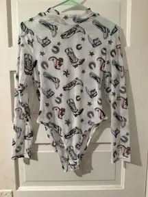 Shein Mesh Long Sleeve mock neck Bodysuit