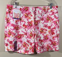 Isaac Mizrahi Pink Floral Women's Tailored Shorts Size 16 NEW