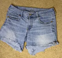 American Eagle Outfitters Light Blue Midi Jean Shorts