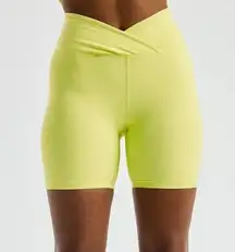 JoyLab  chartreuse ribbed biker shorts