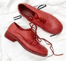 Guidi 792Z Red Leather Lace Up Round Toe Derby Shoes Size 35